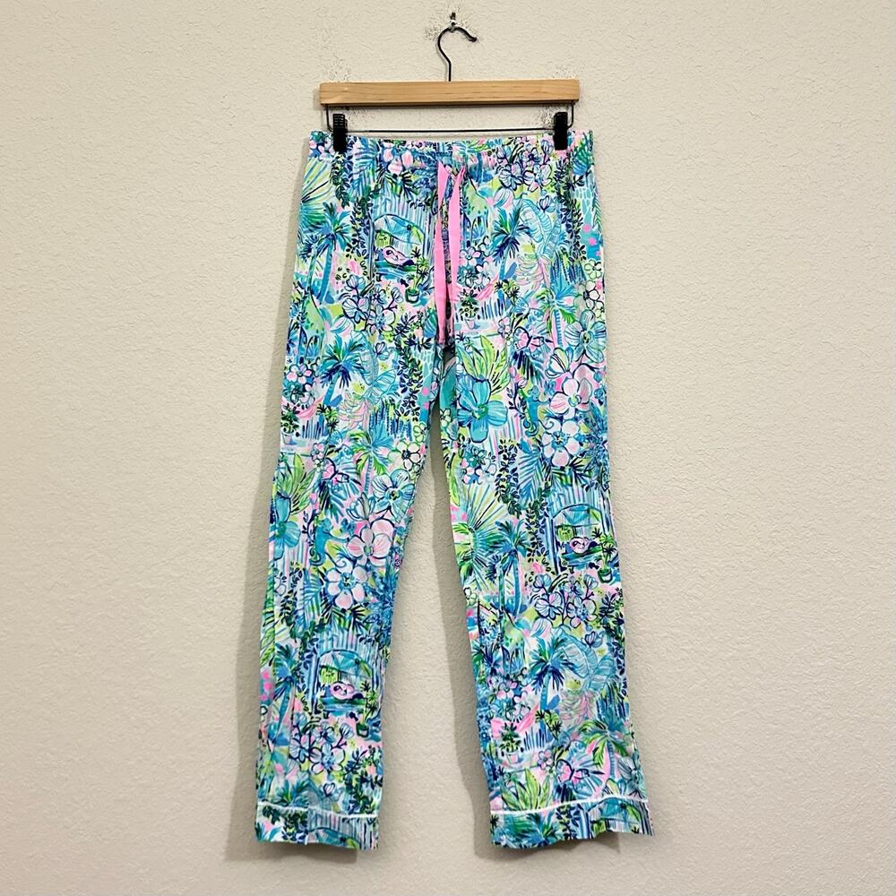 LILLY PULITZER Pajama Pants Blue Green Floral Loungewear Sleepwear